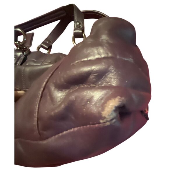 Nice Rare Coach Purse Ashley Gathered Leather Satchel Plum Purple #F19425 - Picture 10 of 12